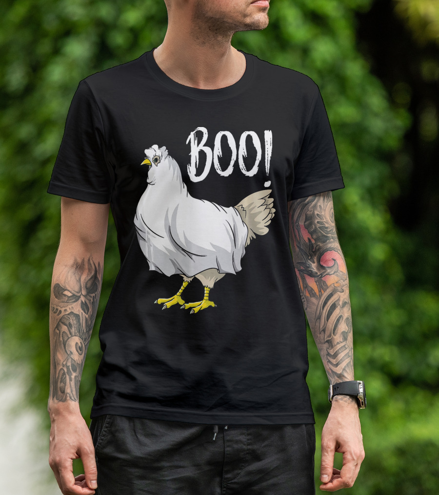 Chicken Ghost Boo Funny Farmer Halloween Chicken T-Shirt