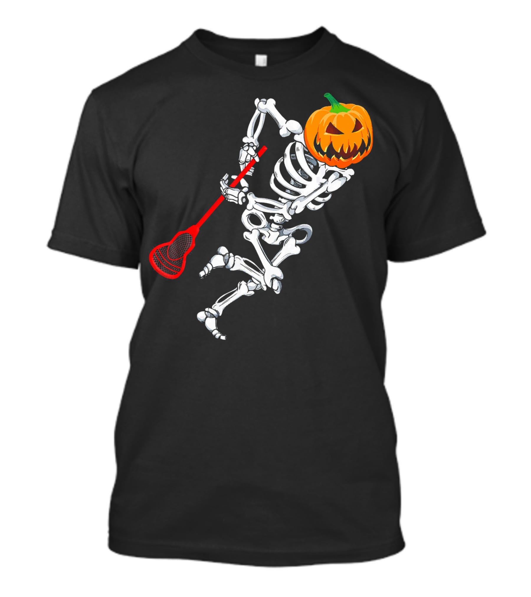 Skeleton Pumpkin Lacrosse Halloween T-Shirt
