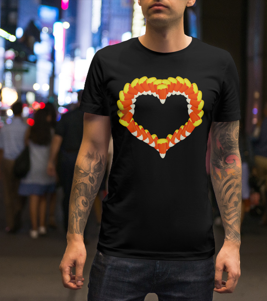 Heart Of Halloween Candy Corn Trick Or Treat T-Shirt
