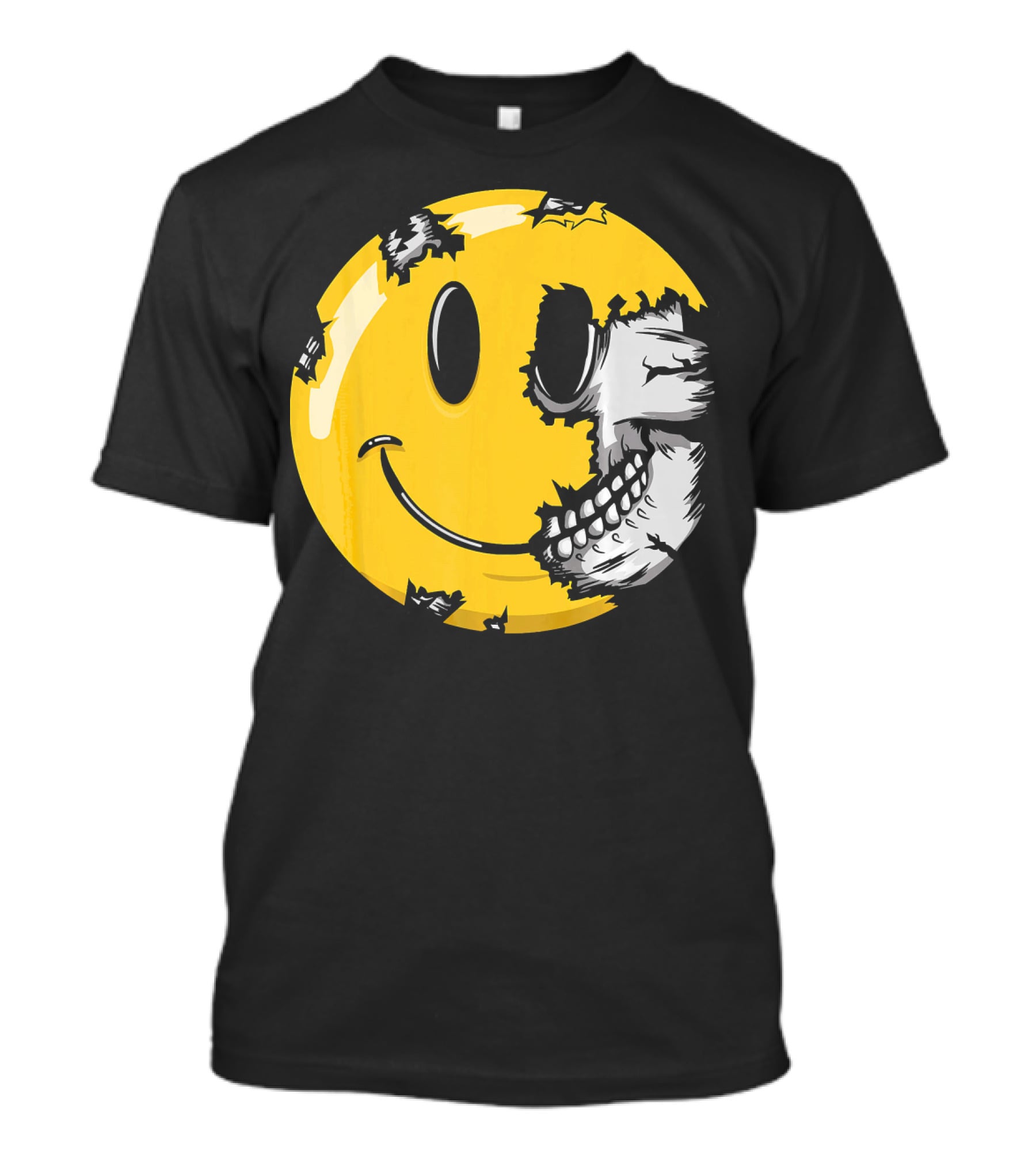 Halloween Scary Smiley Face Skull T-Shirt