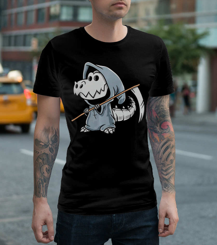 T Rex Skeleton Dino Grim Reaper Dinosaur Hoodie Scythe T-Shirt