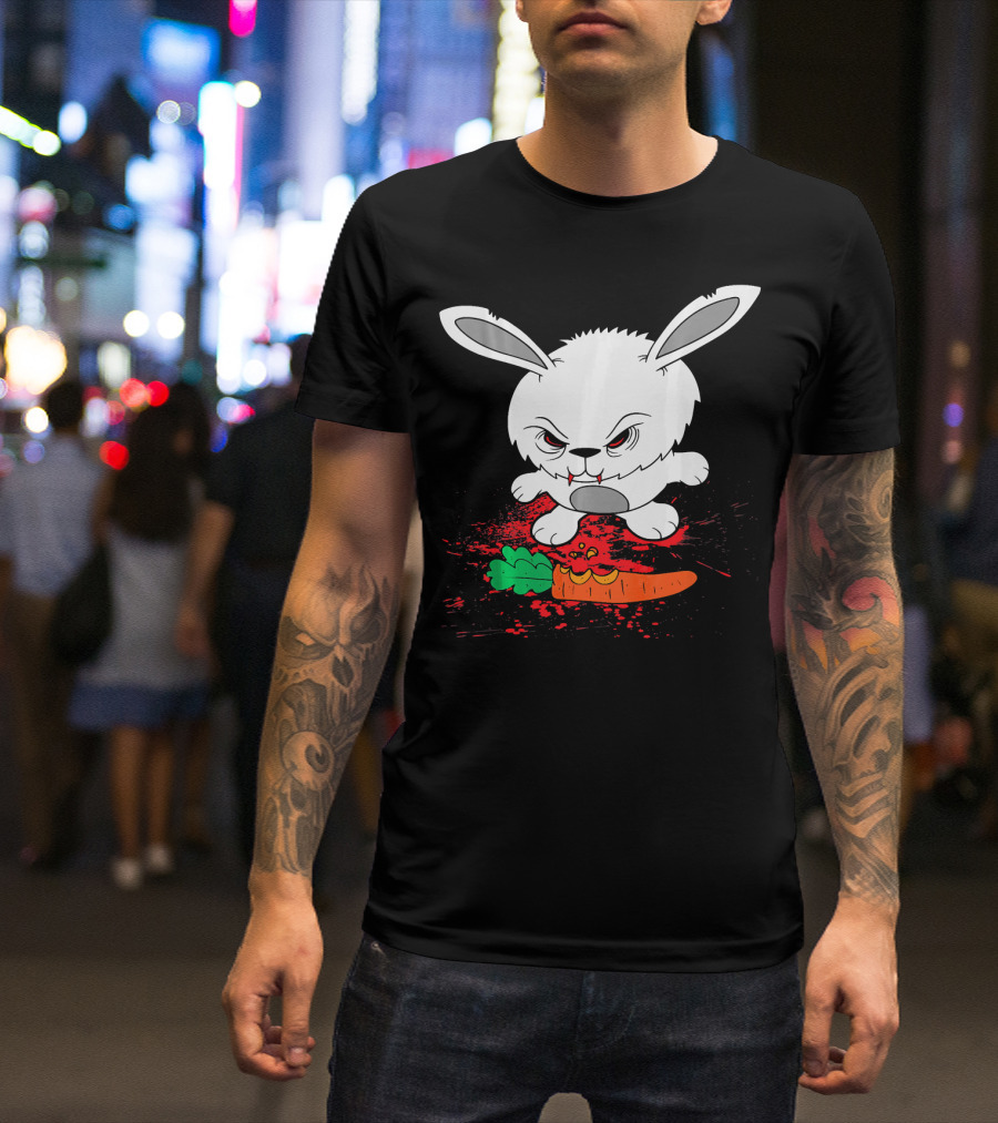 Funny Halloween Scary Zombie Rabbit Bunny With Carrot T-Shirt