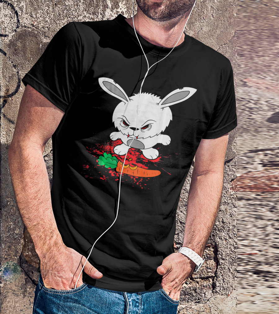 Funny Halloween Scary Zombie Rabbit Bunny With Carrot T-Shirt