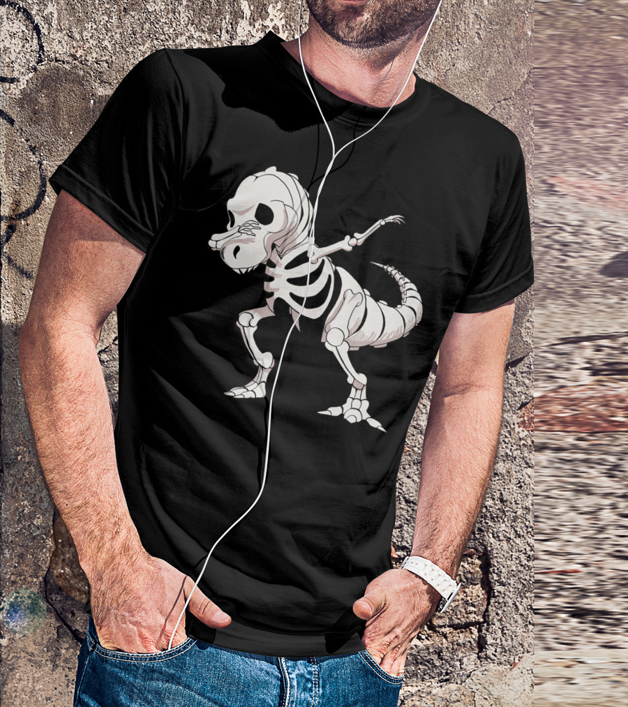 Funny Dabbing Dinosaur Skeleton T-Shirt