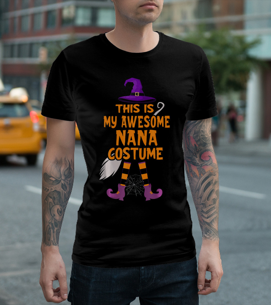 This Is My Awesome Nana Costume Witch Hat Broom Spider Web T-Shirt