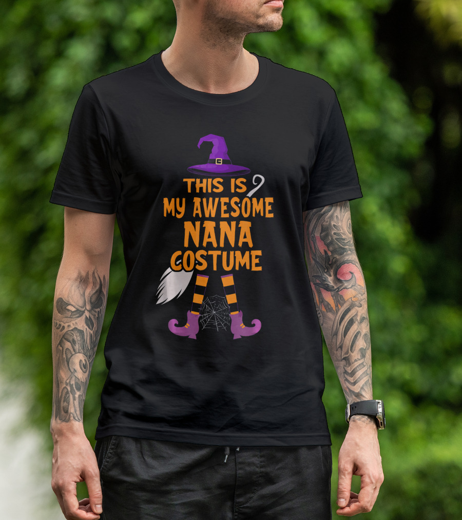 This Is My Awesome Nana Costume Witch Hat Broom Spider Web T-Shirt