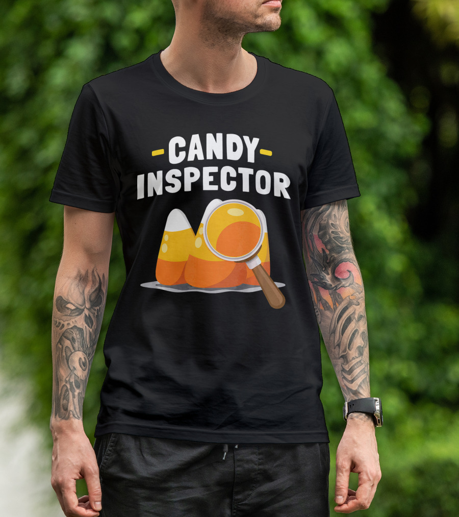 Candy Inspector Halloween Trick Or Treating Candy Corn T-Shirt