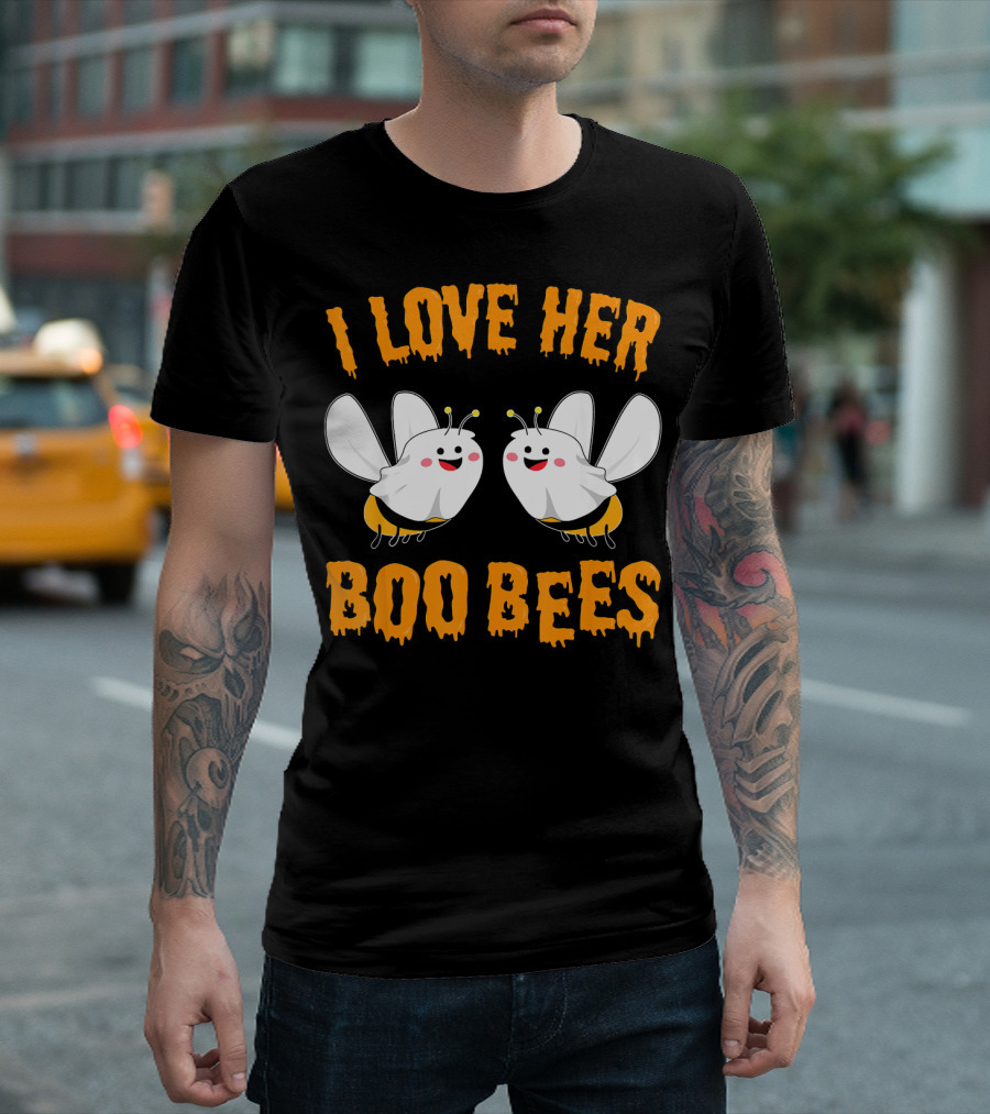 I Love Her Boo Bees Cute Ghost Bees T-Shirt