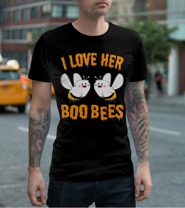 I Love Her Boo Bees Cute Ghost Bees T-Shirt