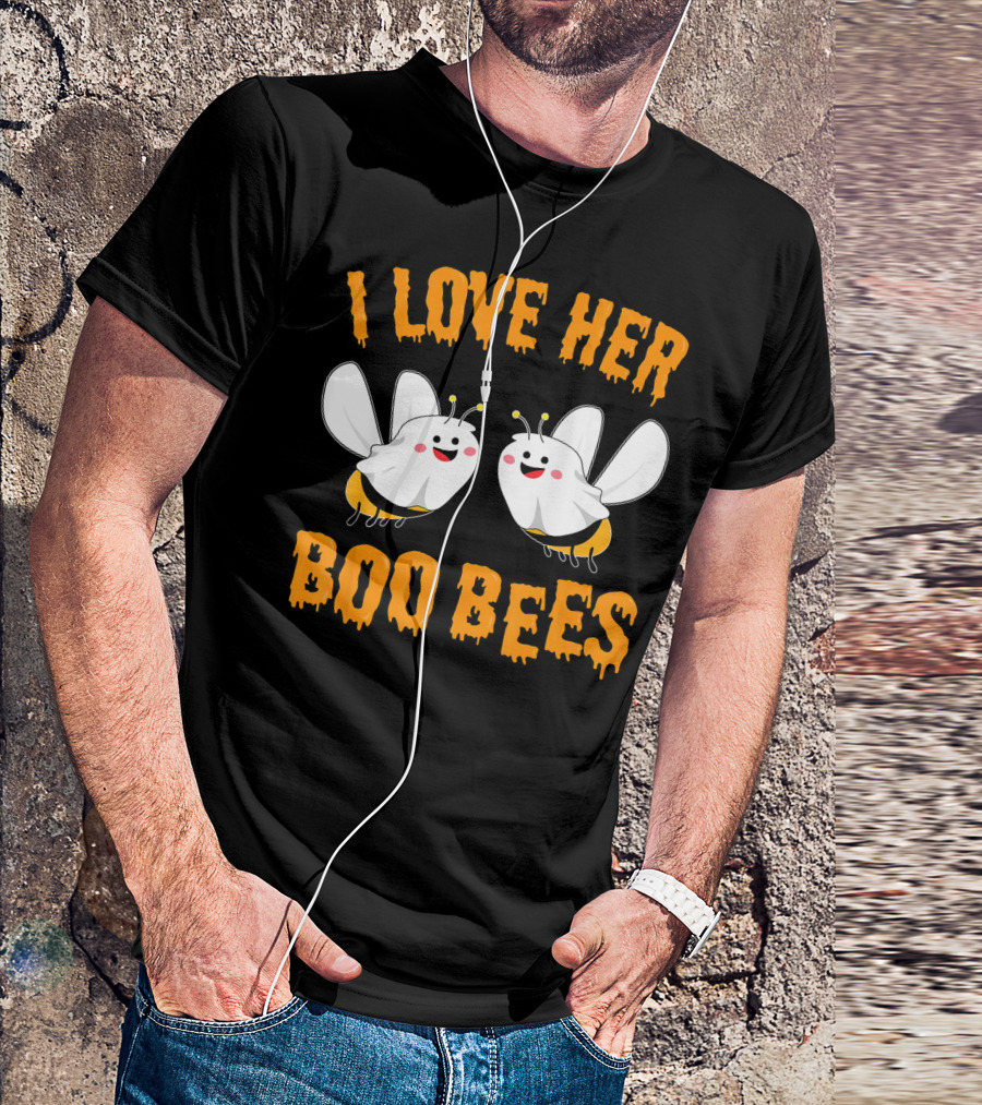 I Love Her Boo Bees Cute Ghost Bees T-Shirt