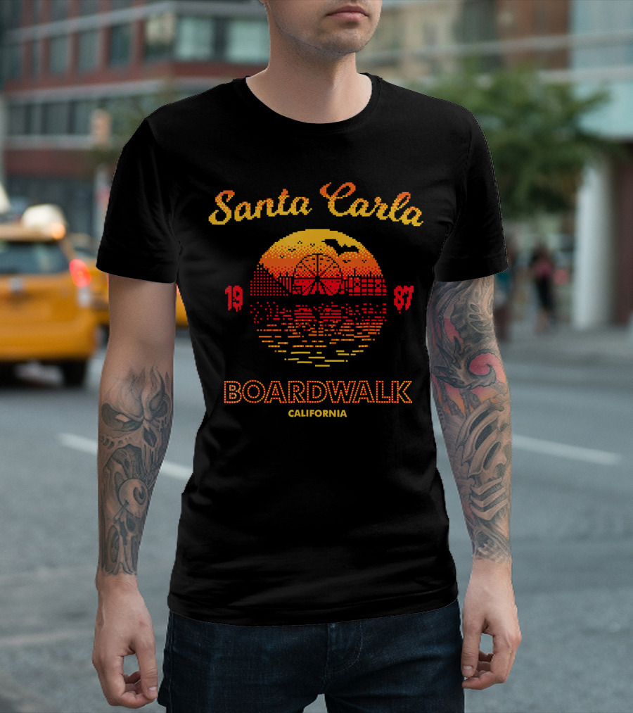 Santa Carla Boardwalk California 1987 Horror Ferris Wheel Sunset T-Shirt