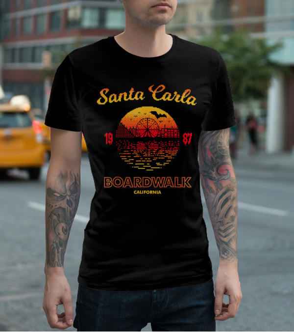 Santa Carla Boardwalk California 1987 Horror Ferris Wheel Sunset T-Shirt