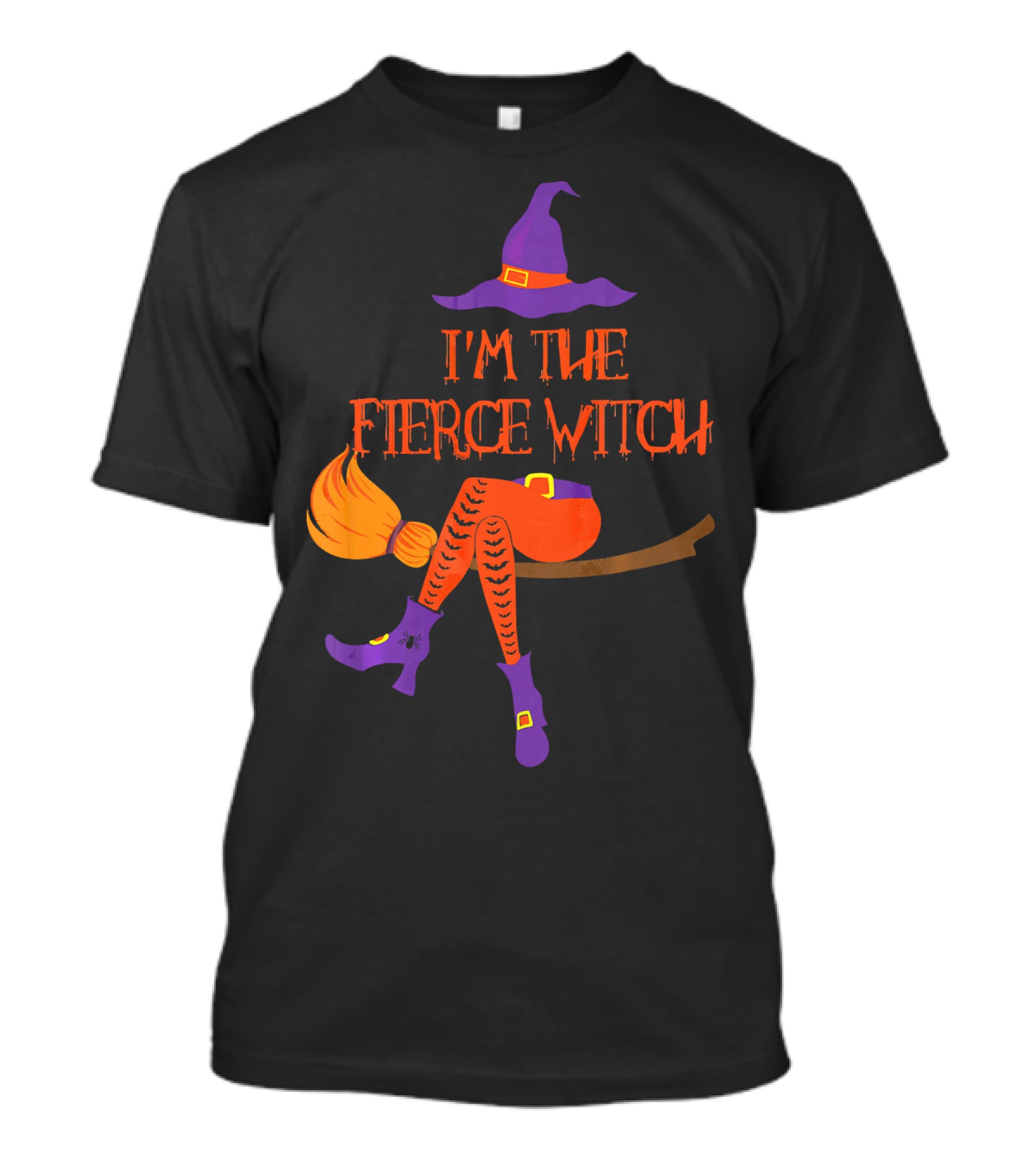I'm The Fierce Witch With Purple Hat And Broomstick T-Shirt