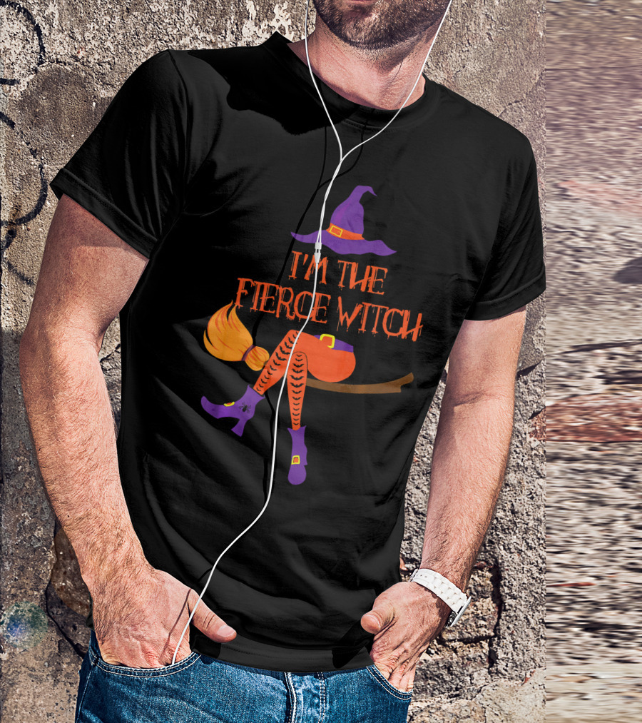 I'm The Fierce Witch With Purple Hat And Broomstick T-Shirt