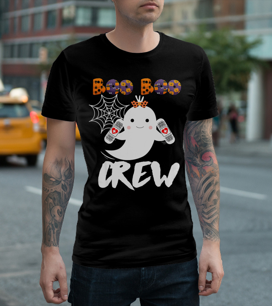 Boo Boo Crew Ghost with Bandages and Spider Web T-Shirt
