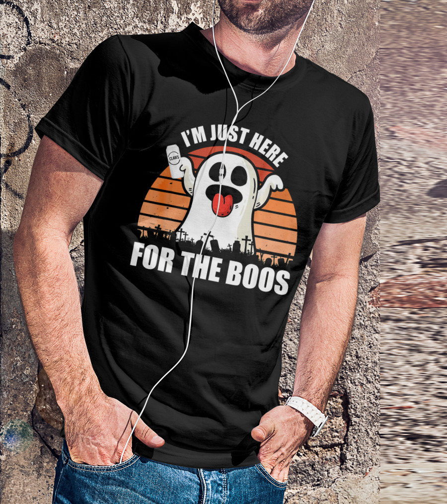I'm Just Here For The Boos Ghost Halloween Pun Claws T-Shirt