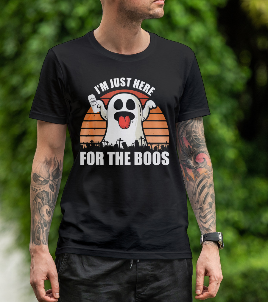 I'm Just Here For The Boos Ghost Halloween Pun Claws T-Shirt