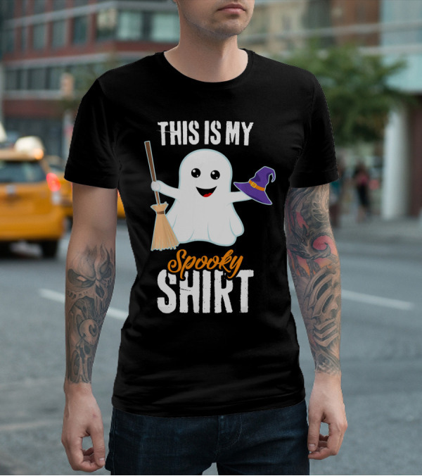 This Is My Spooky Ghost With Witch Hat And Broom T-Shirt
