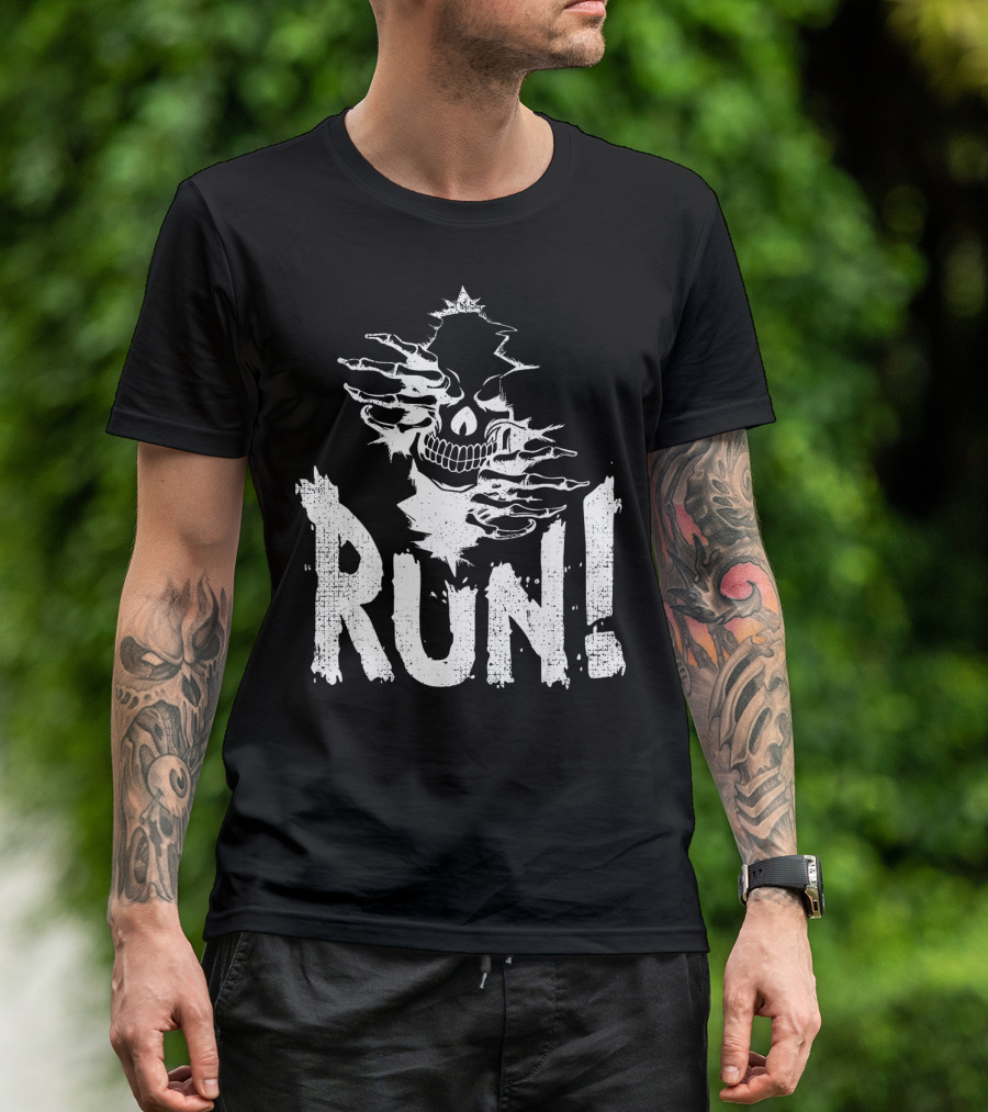 RUN Wicked Halloween Skeleton Skull Evil T-Shirt
