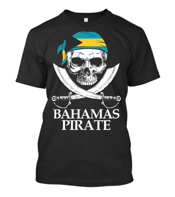 Bahamas Pirate Skull Crossed Cutlasses Jolly Roger Flag Bandana T-Shirt