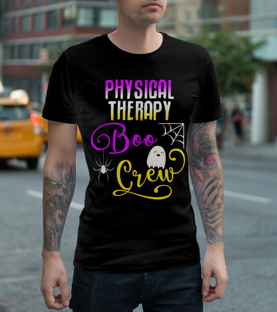 Physical Therapy Boo Crew Halloween Ghost Spider Web T-Shirt