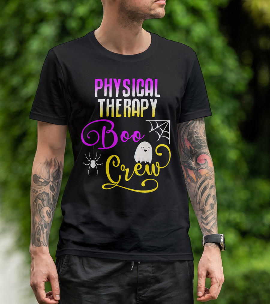 Physical Therapy Boo Crew Halloween Ghost Spider Web T-Shirt