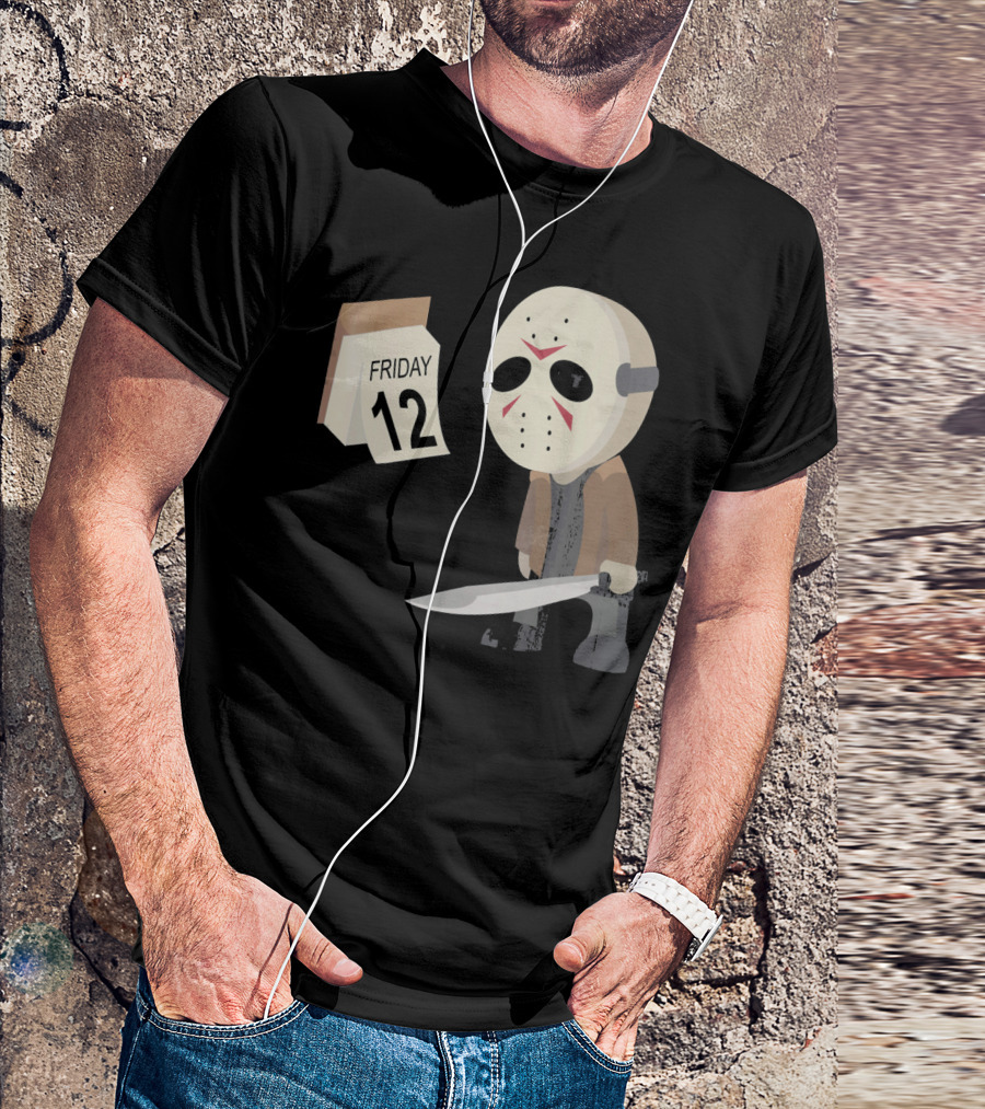 Friday 12th Funny Halloween Horror Graph Calendar Mask Character T-Shirt