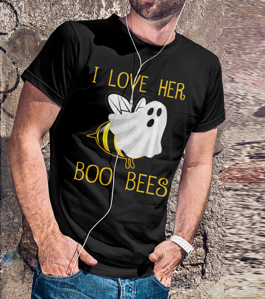 I Love Her Boo Bees Halloween Couple T-Shirt