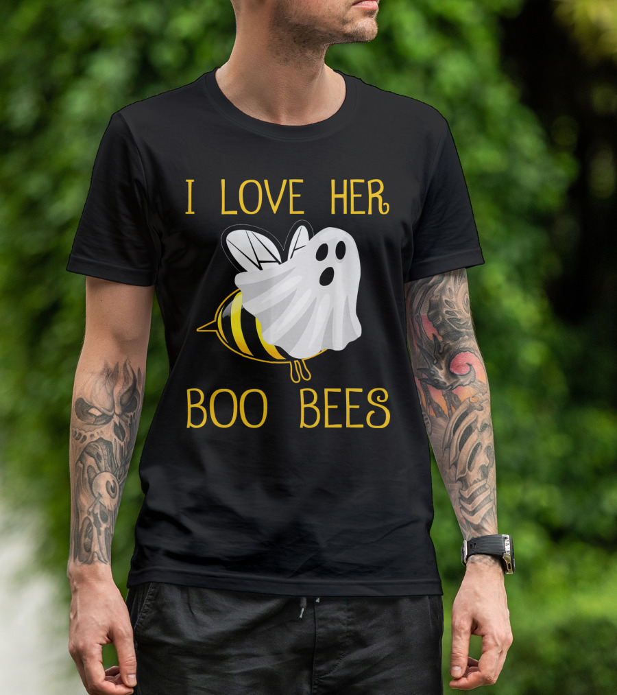 I Love Her Boo Bees Halloween Couple T-Shirt