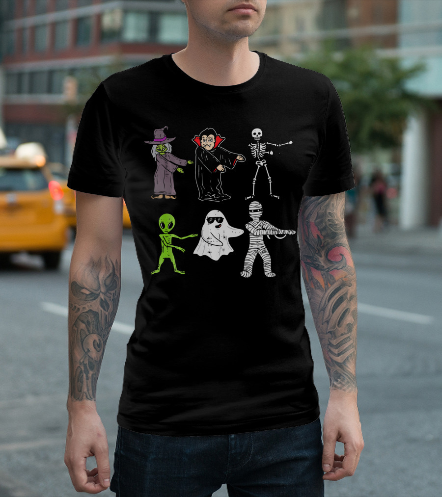 Witch Vampire Skeleton Ghost Alien Mummy Flossing Dance T-Shirt