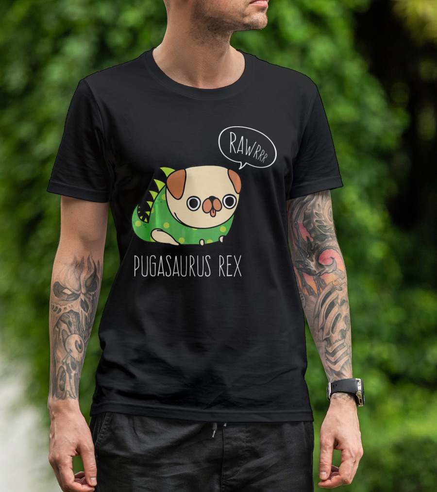 Pugasaurus Rex Rawrrr Pug Halloween Dog Costume T-Shirt