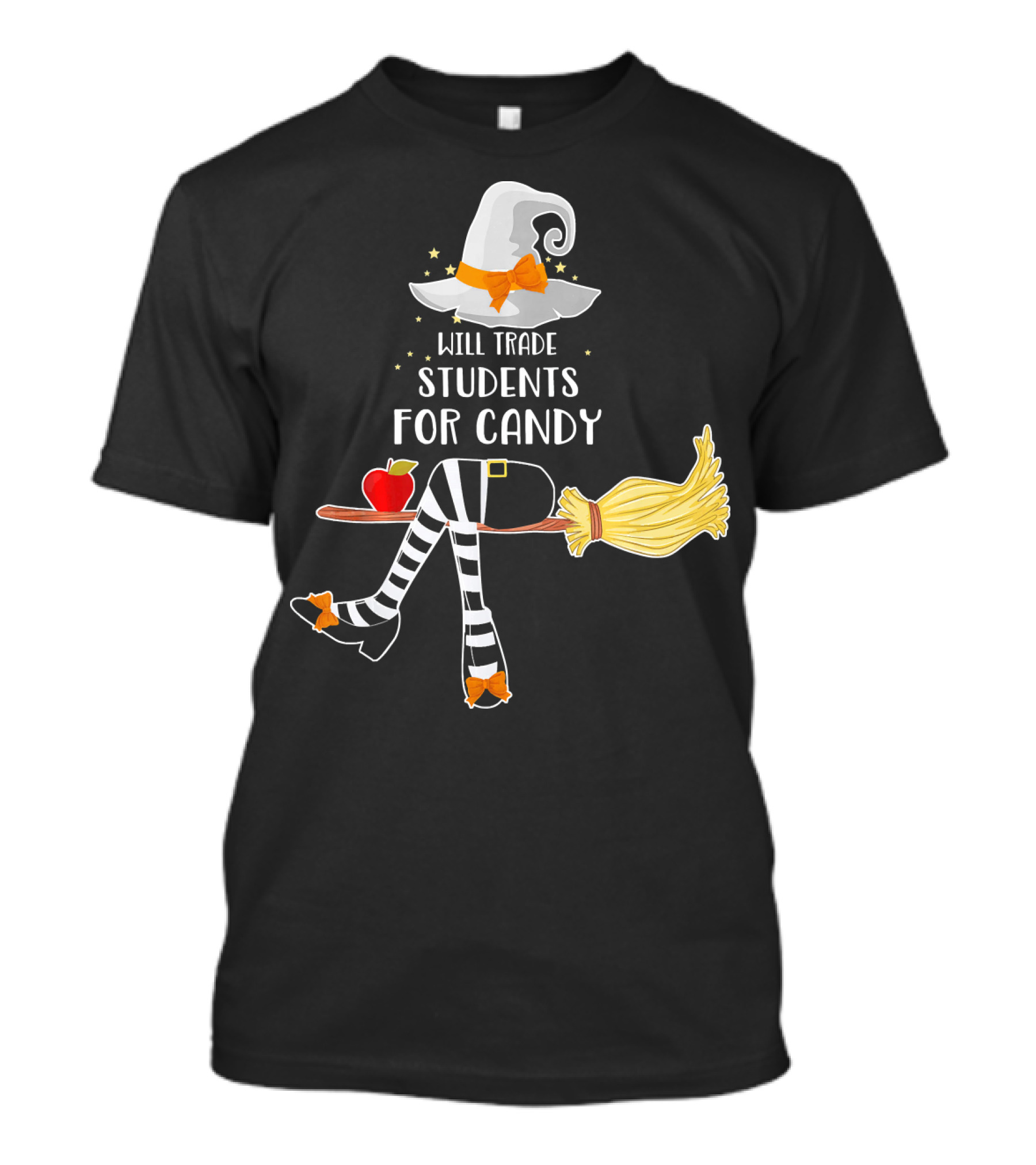 Will Trade Students For Candy Witch Hat Broom Halloween T-Shirt