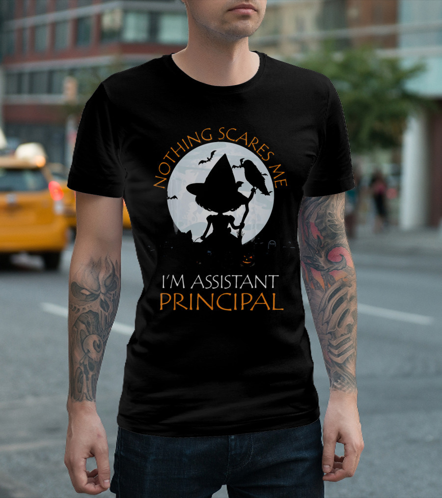Nothing Scares Me I'm Assistant Principal Witch Moon Ravens T-Shirt