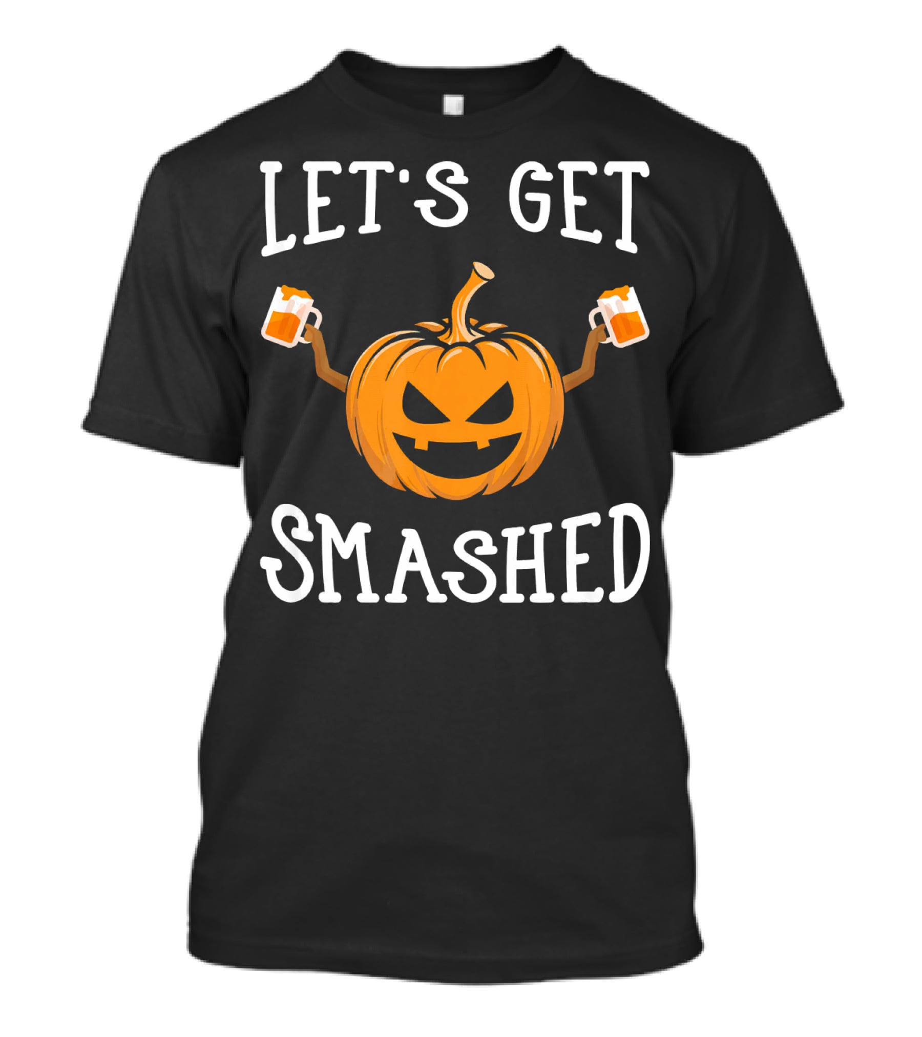 Let's Get Smashed Pumpkin Drinking Beer Costume T-Shirt