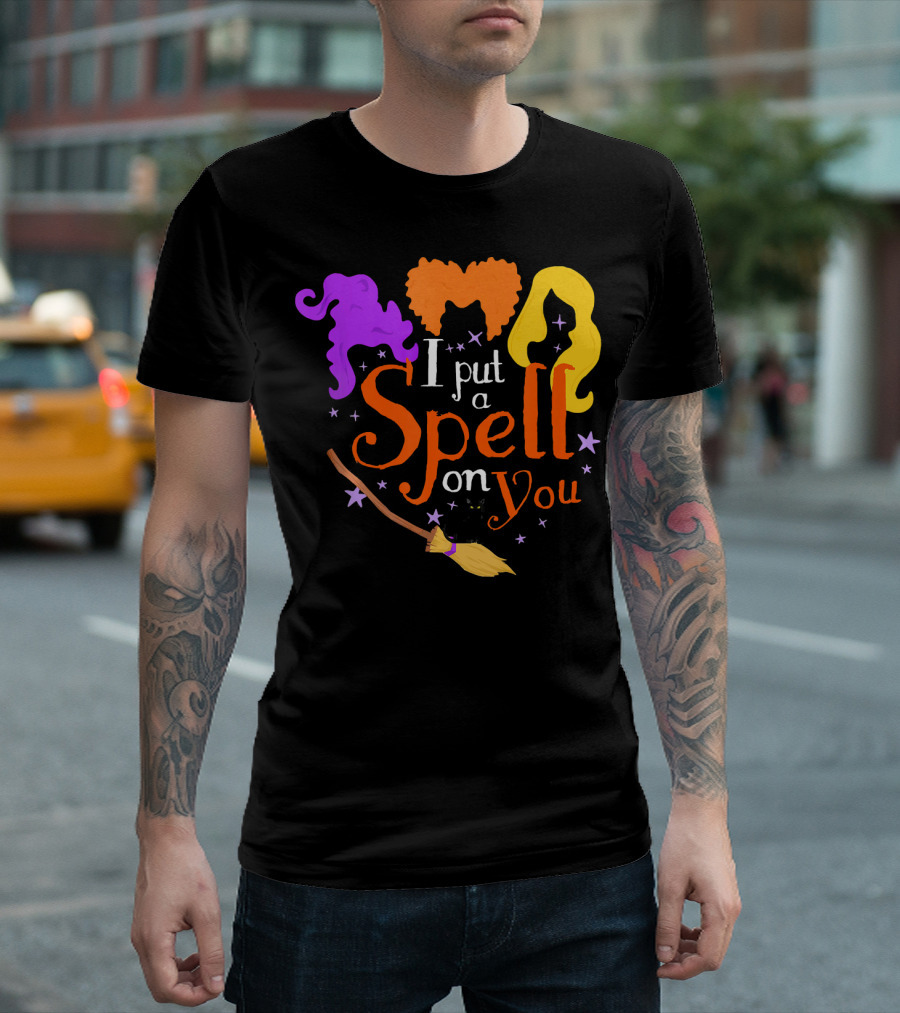 I Put A Spell On You Witch Sisters Magical Broom Hair Trio T-Shirt