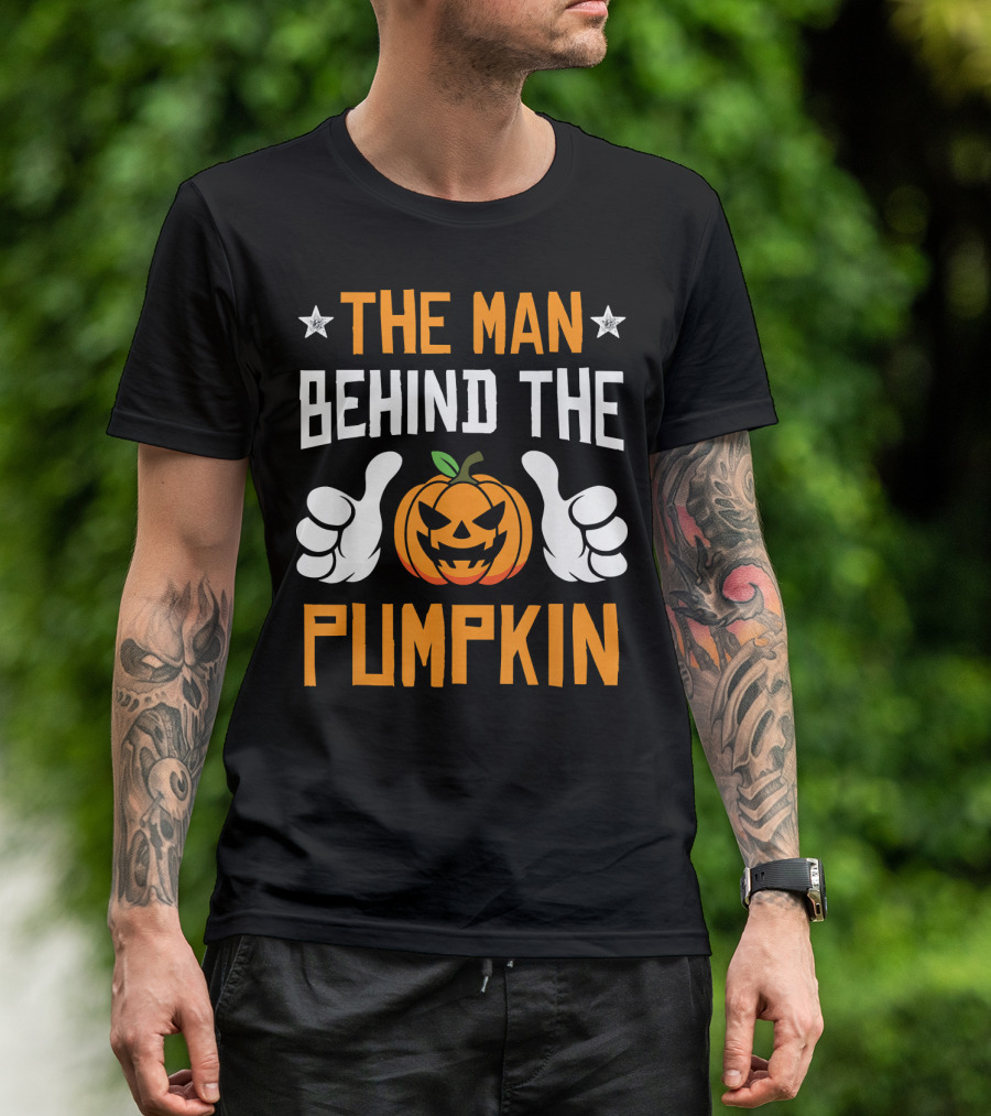 The Man Behind The Pumpkin Halloween Funny Mens T-Shirt