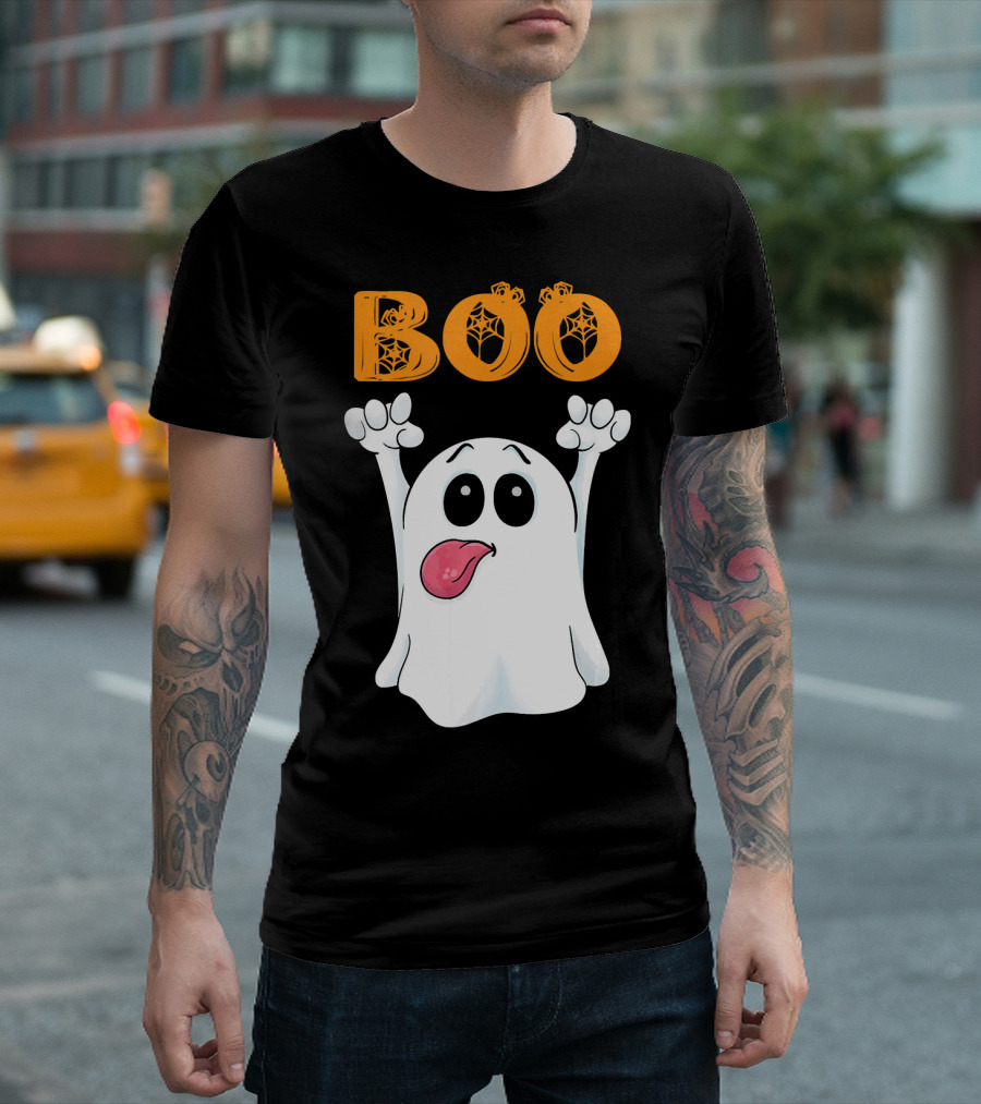 Boo Silly Ghost with Pumpkin Lettering T-Shirt