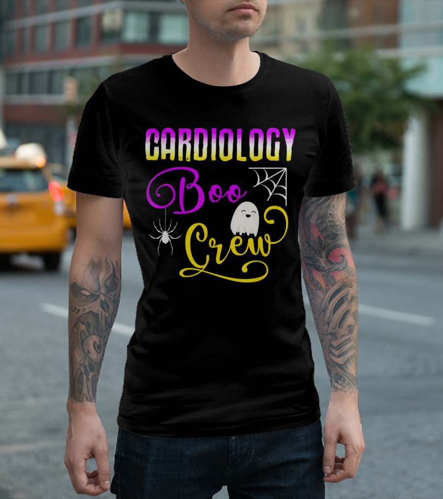 Cardiology Boo Crew Halloween Ghost Spider Web T-Shirt