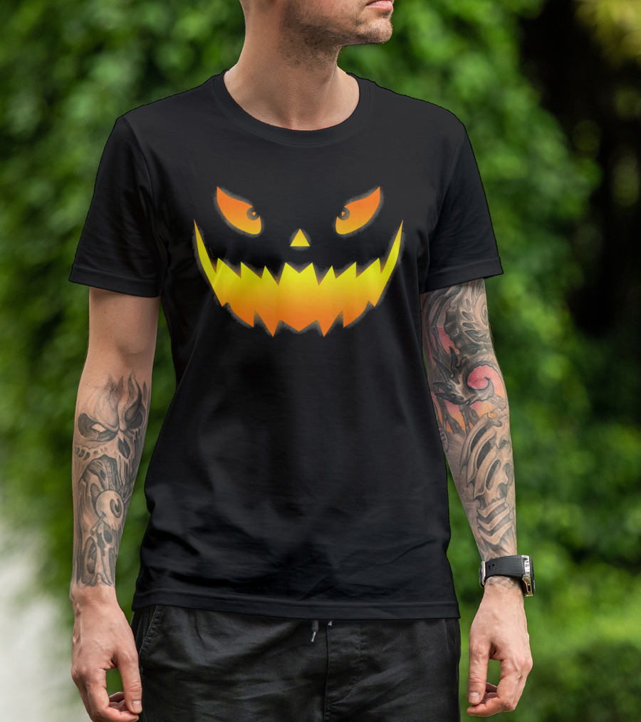 Smiling Glowing Jack O Lantern Pumpkin Face T-Shirt