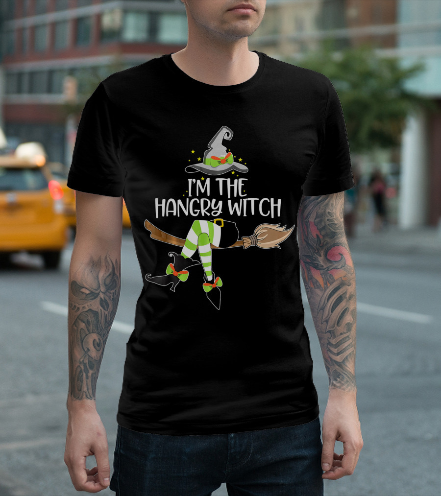 I'm the Hangry Witch with Striped Stockings and Broomstick Hat T-Shirt