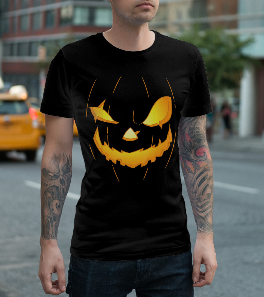 Halloween Pumpkin Jack O Lantern Face Glowing Scary Expression T-Shirt