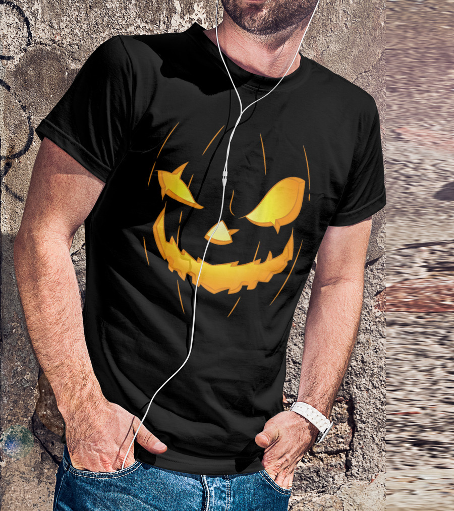 Halloween Pumpkin Jack O Lantern Face Glowing Scary Expression T-Shirt