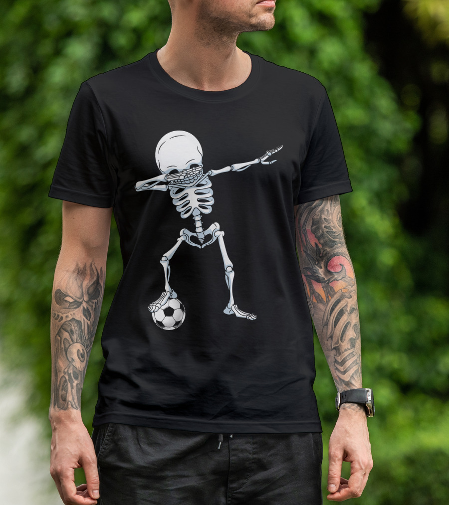 Dabbing Skeleton With Soccer Ball T-Shirt