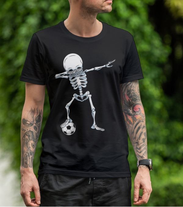 Dabbing Skeleton With Soccer Ball T-Shirt