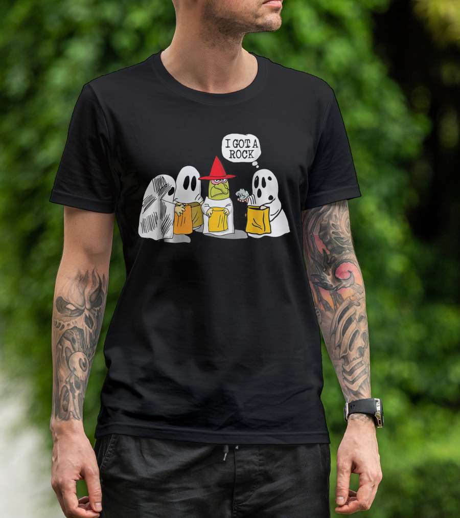 I Got A Rock Funny Trick Or Treat Ghosts And Unamused Witch Hat T-Shirt