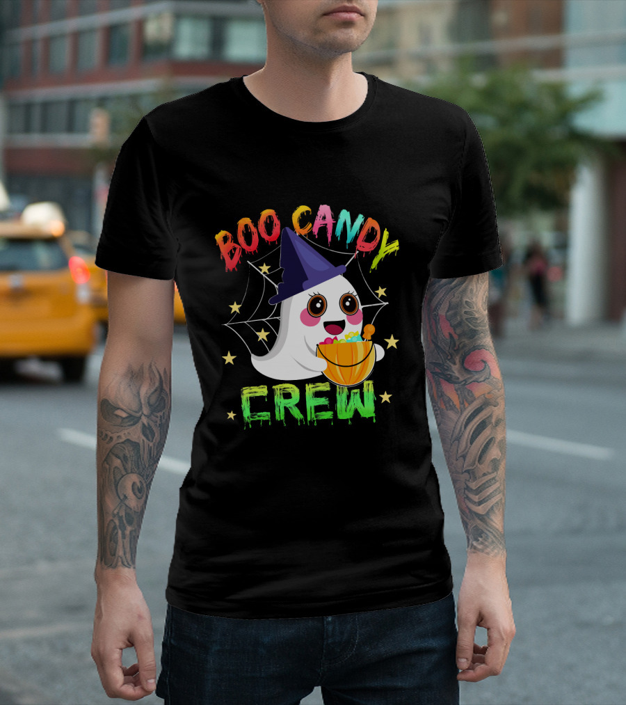 Boo Candy Crew Ghost Halloween Basket Stars Hat T-Shirt