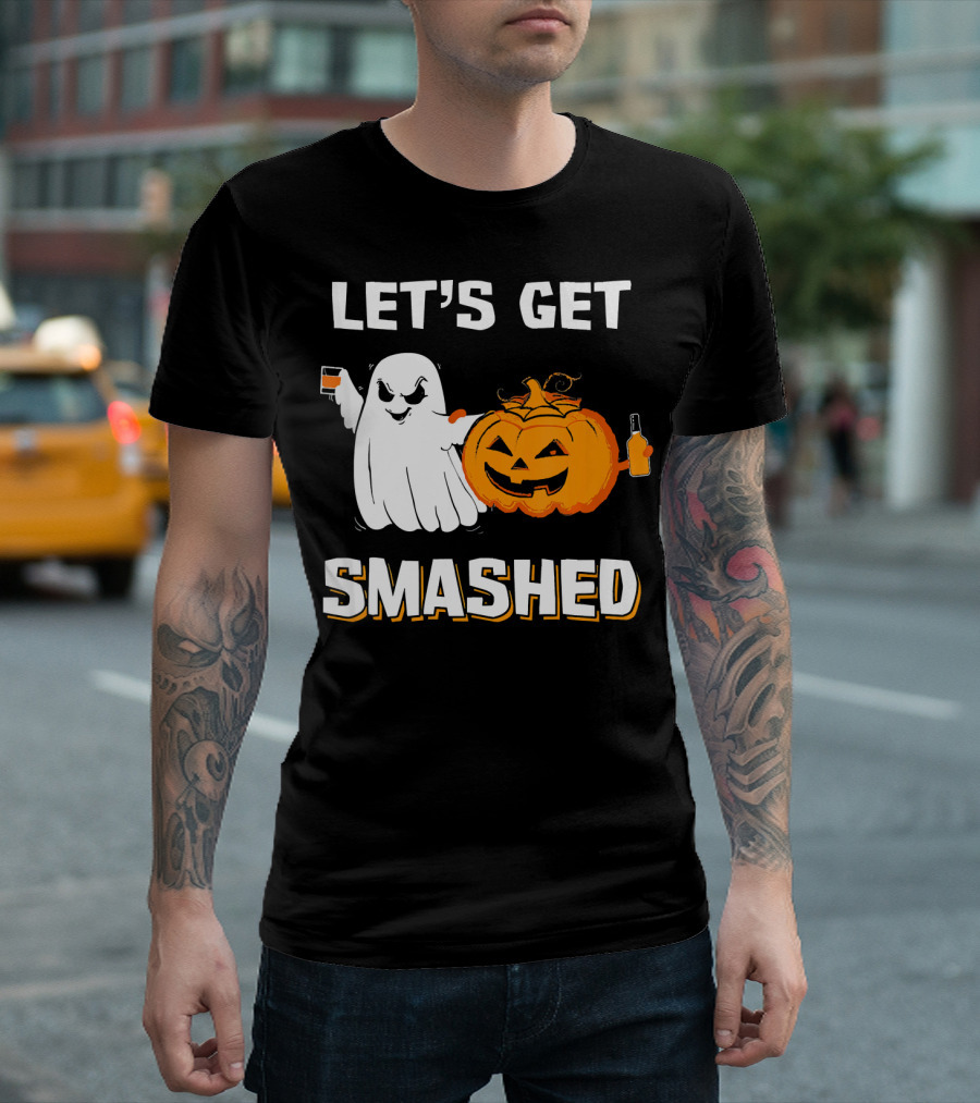Let's Get Smashed Ghost Pumpkin Drinking T-Shirt