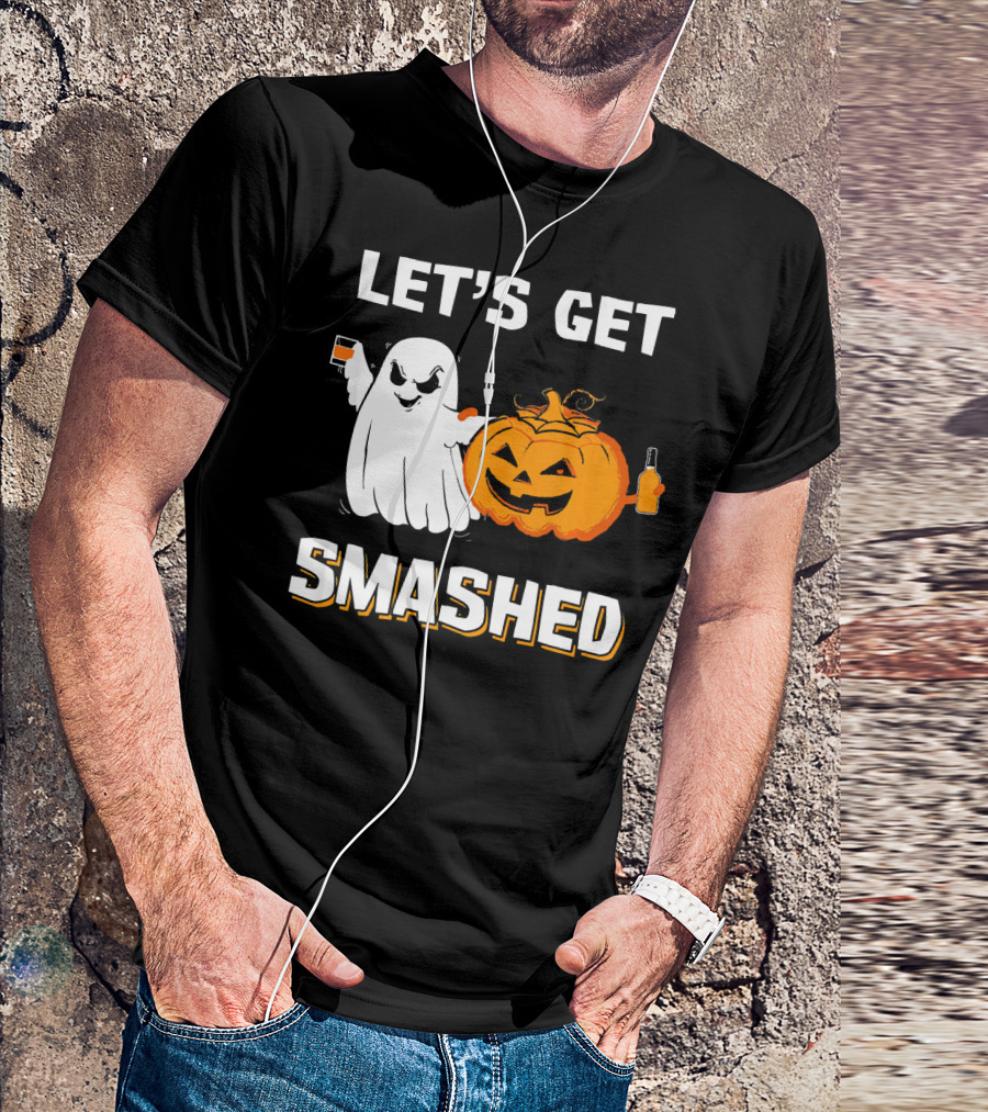 Let's Get Smashed Ghost Pumpkin Drinking T-Shirt