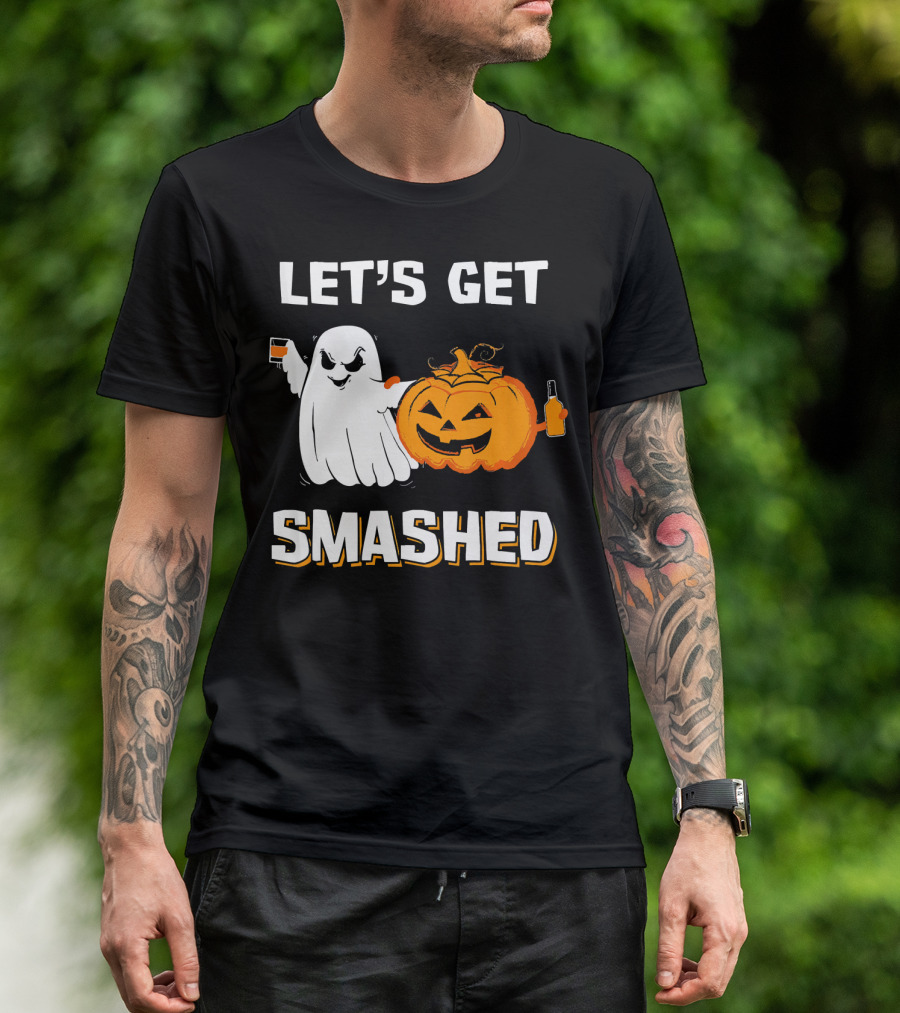 Let's Get Smashed Ghost Pumpkin Drinking T-Shirt