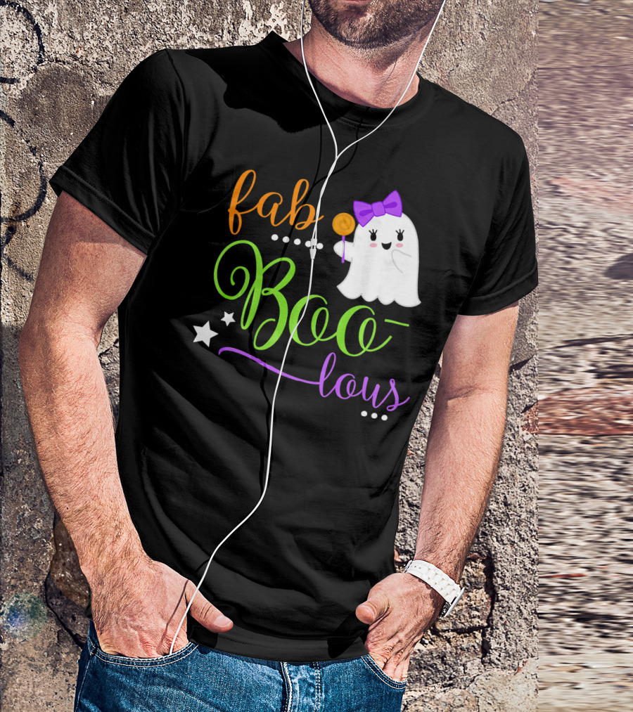 Fab Boo Lous Ghost With Bow And Stars T-Shirt